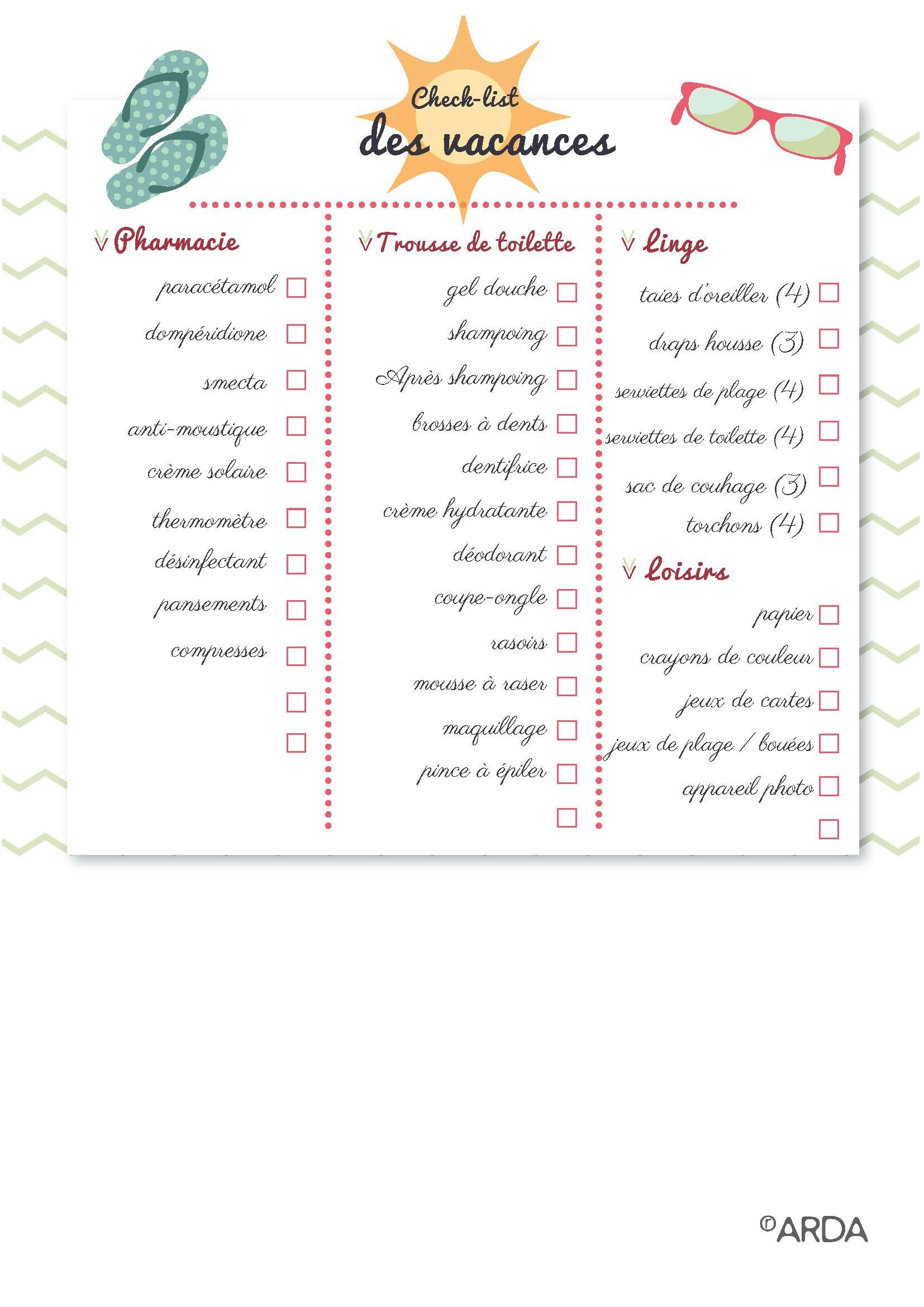Check-List Du Nécessaire Pour Partir En Vacances En Famille destiné Necessaire Pour Se Doucher