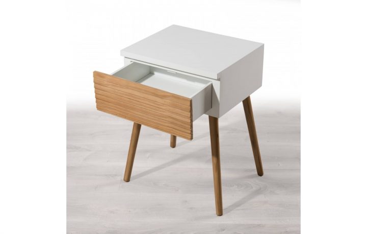 Chevet Scandinave Avec Tiroir Blanc Et Bois Clair Helsinki destiné Bois Helsino Chevet Scandinave Avec Tiroir Blanc Et Bois Clair Helsinki destiné Bois Helsino