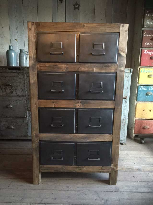Chiffonnier Industriel avec Bois Pour Meuble Pas Cher