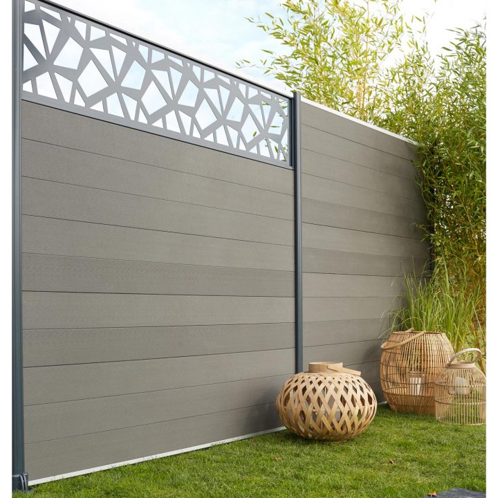 Clôture À Composer Composite Kyoto Gris | Leroy Merlin concernant Panneau Pvc Jardin