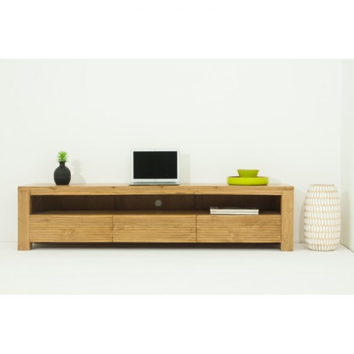Cm 170 Tv Basso Contemporanea Mobili In Teak Massiccio Di encequiconcerne Meuble Tv Sono