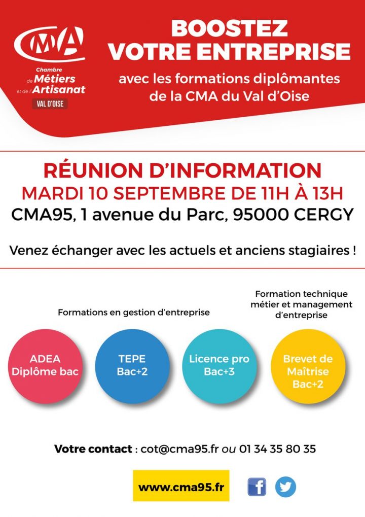 Cma Val D'oise A Twitter: "📆 Rdv Le 10/09, À 11H, À La Cma pour Chambre Des Metiers Cergy