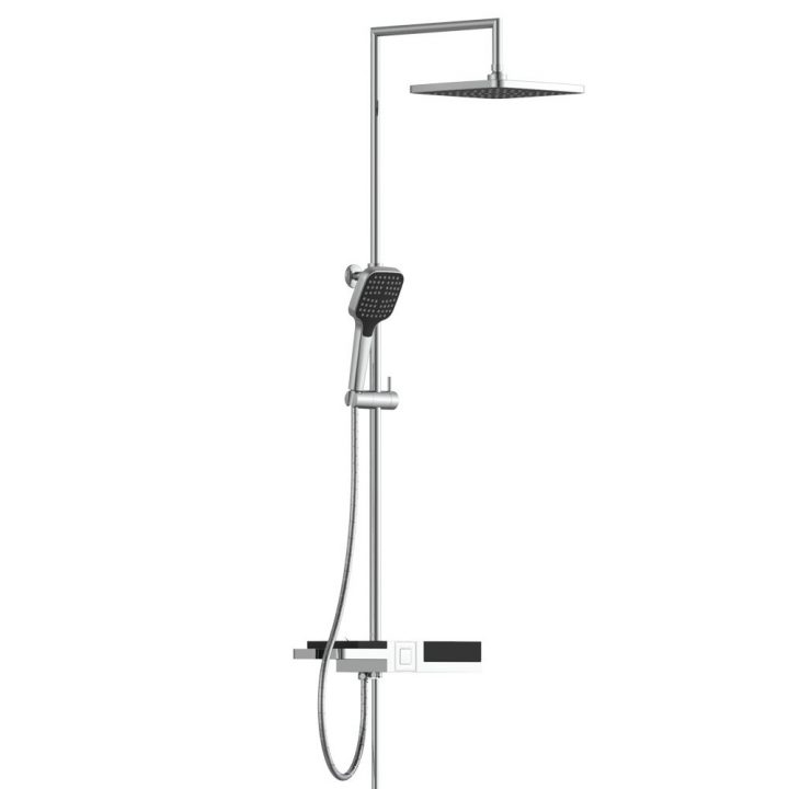 Colonne De Douche – Avec Tablette Chromée/ Noir- Noir Mat – Blueperl  Schütte Sur Bricozor serapportantà Colonne Douche Noire