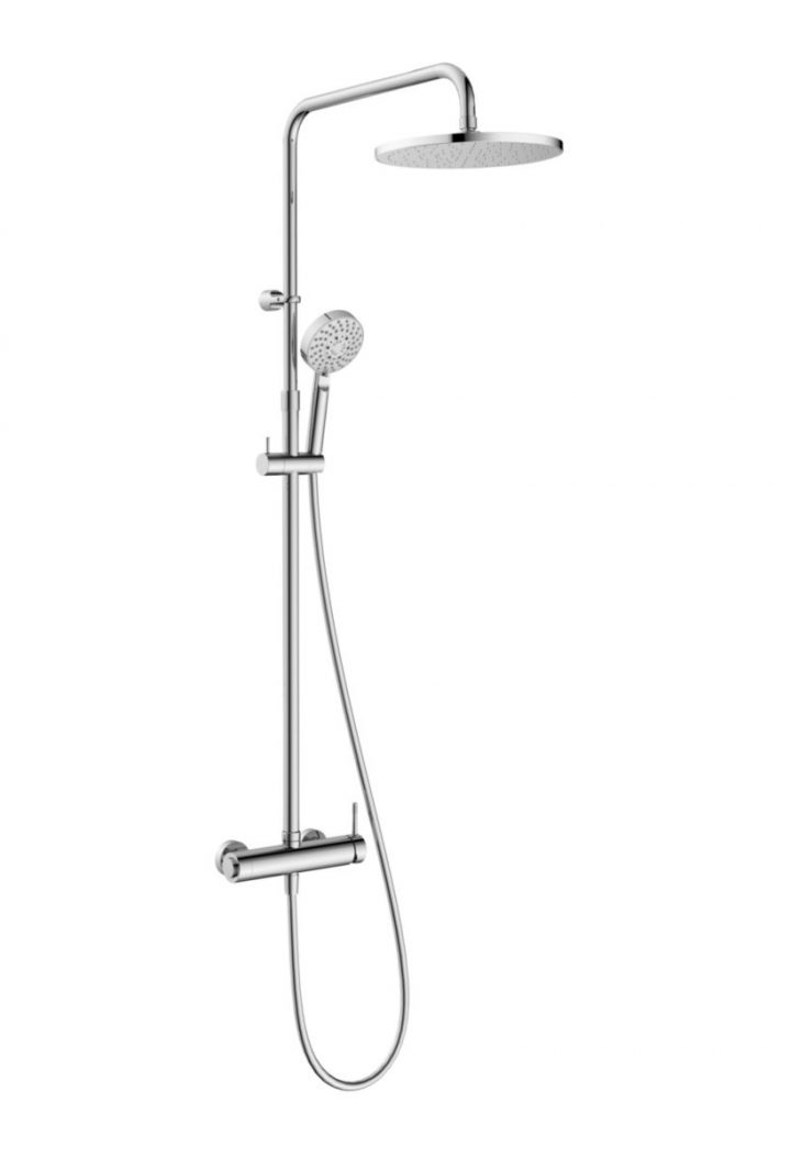 Colonne De Douche Concerto 2 Avec Mitigeur Mécanique Chromé À Ouverture Par  Bouton pour Colonne De Douche Mecanique