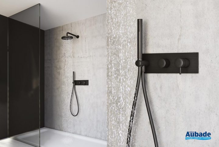 Colonne De Douche Cristina Pack Complet Encastré Triverde Blackmat à Robinetterie Douche Encastrable