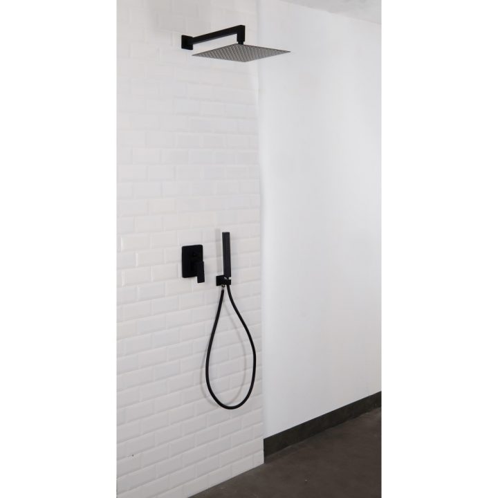 Colonne De Douche Encastrable Noire, Murale Et Carrée Milana Plus Noir  Sarodis avec Colonne Douche Noire