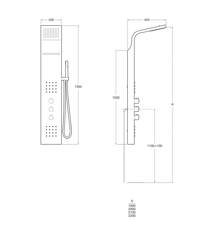 Colonne De Douche Evolution En Acier Inoxidable Jets Hydromassage – Roca  A2H0416000 concernant Hauteur Colonne De Douche