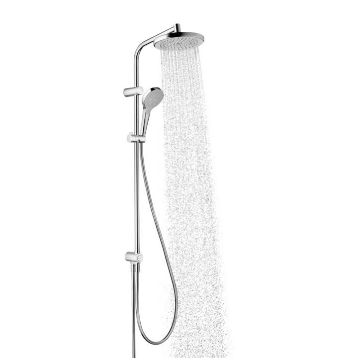 Colonne De Douche Hansgrohe Myselect S 220 Sans Robinetterie Pour Baignoire  Blanc Chrome dedans Colonne De Douche Pour Baignoire