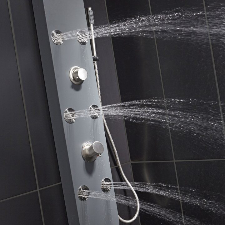 Colonne De Douche Hydromassante Avec Robinetterie, Gris serapportantà Colonne Douche Leroy Merlin
