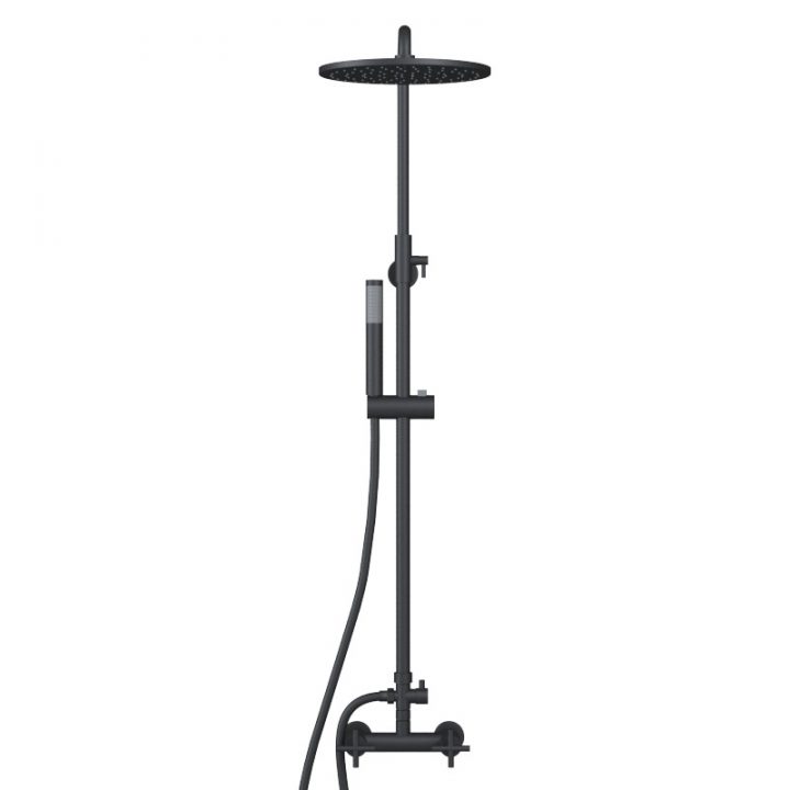 Colonne De Douche Mélangeur, Noir Mat, Cross concernant Colonne De Douche Noire Pas Cher