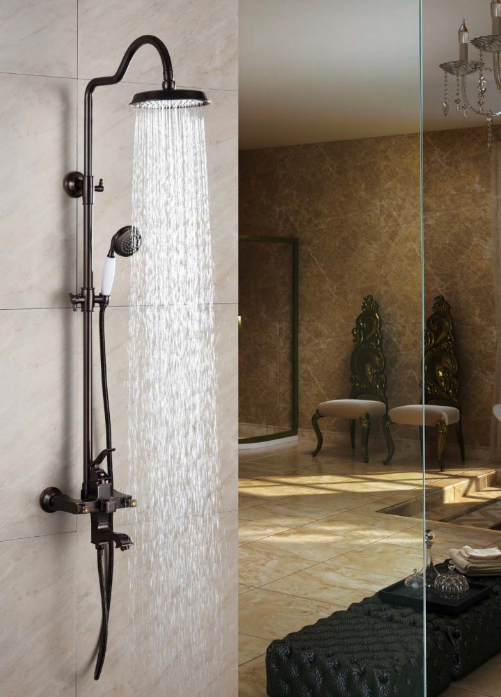 Colonne De Douche Rétro Vintage Thermostatique. pour Colonne Douche Noire