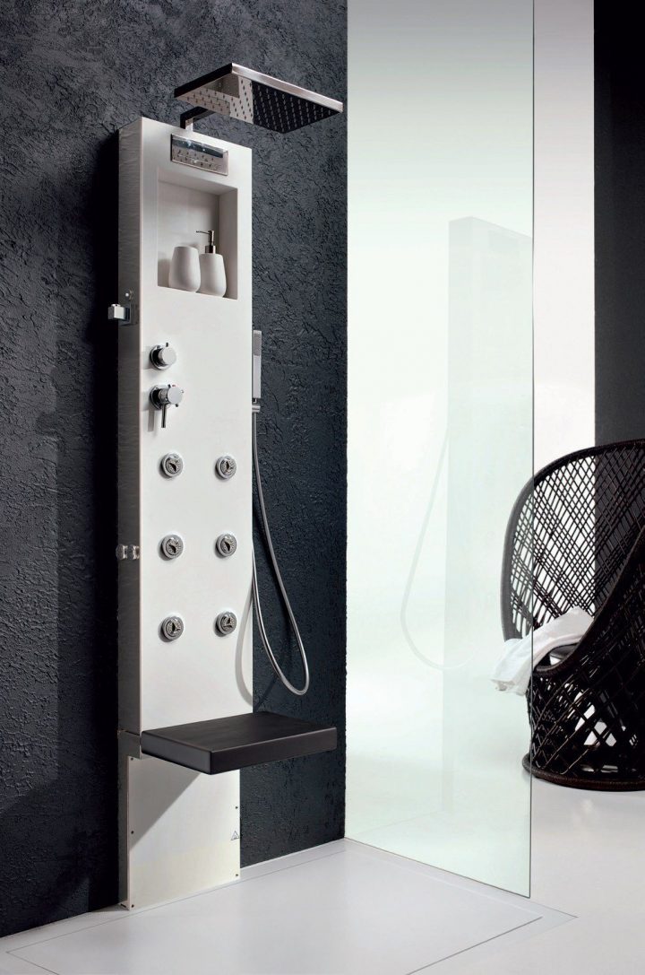 Colonne De Douche Rigenera Blanche 199X35Cm intérieur Colonne De Douche Pour Baignoire