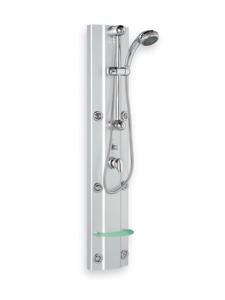 Colonne De Douche Stylo New Hydromassage Aluminium Satin – Mitigeur  Mécanique Ou Thermostatique. 6 Buses De Jet pour Colonne De Douche Mecanique