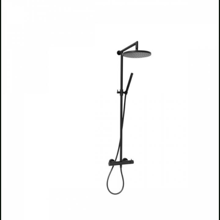 Colonne De Douche Themostatique – Douche De Tête Ronde Smart Noire Sarodis  Sur Bricozor intérieur Colonne Douche Noire