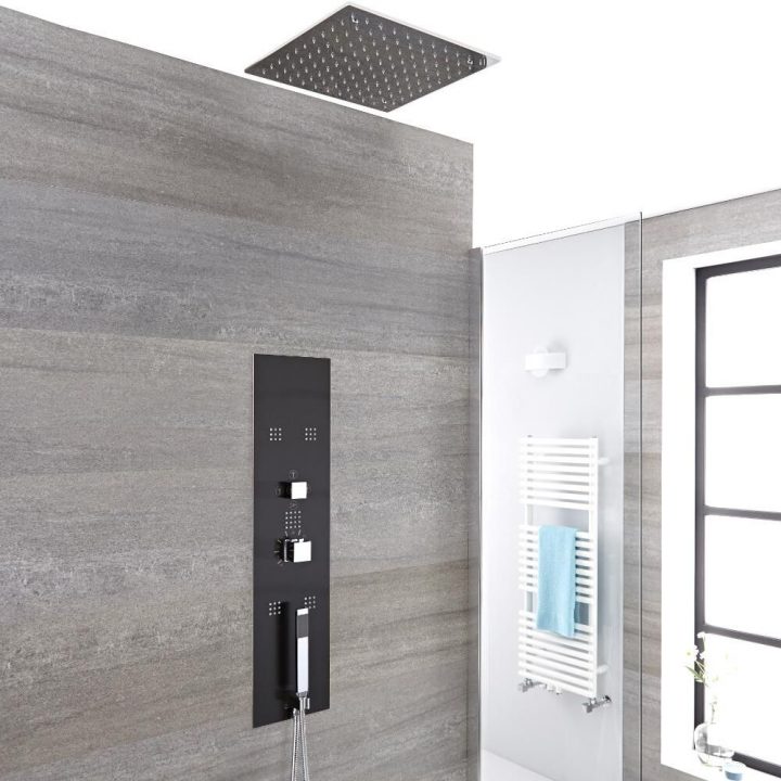 Colonne De Douche Thermostatique Encastrable 90X22Cm Avec Douchette 5 Buses & Pommeau Plafond 40Cm – Llis destiné Douche Encastree Colonne De Douche Thermostatique Encastrable 90X22Cm Avec Douchette 5 Buses & Pommeau Plafond 40Cm – Llis destiné Douche Encastree