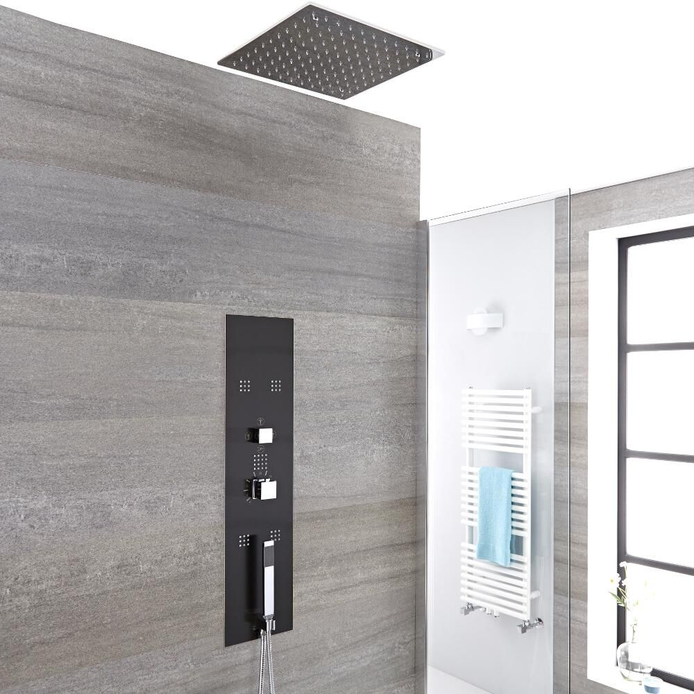 Colonne De Douche Thermostatique Encastrable 90X22Cm Avec Douchette 5 Buses & Pommeau Plafond 40Cm - Llis destiné Douche Encastree Colonne De Douche Thermostatique Encastrable 90X22Cm Avec Douchette 5 Buses & Pommeau Plafond 40Cm - Llis destiné Douche Encastree