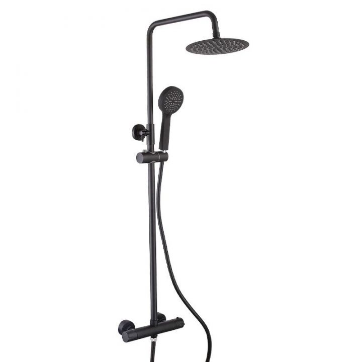 Colonne De Douche Thermostatique, Finition Noir Mat, Ecoroll intérieur Colonne De Douche Noir Mat