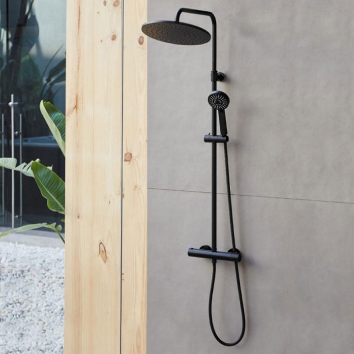 Colonne De Douche Thermostatique Noire En Inox Indo tout Colonne Douche Noire