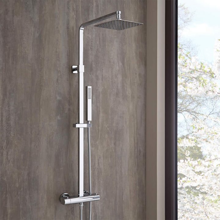 Colonne De Douche Thermostatique Tête 20Cm – Kubix à Colonne De Douche Oblo Colonne De Douche Thermostatique Tête 20Cm – Kubix à Colonne De Douche Oblo