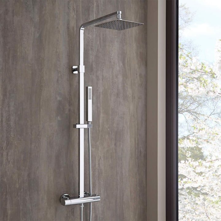 Colonne De Douche Thermostatique Tête 20Cm – Kubix destiné Colonne De Douche D Angle