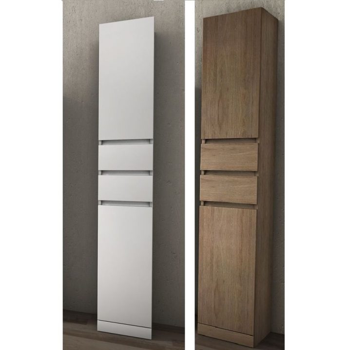 Colonne De Salle De Bain Laquée Blanche Ou Tabac 30Xh190Xp33.5 Cm encequiconcerne Colonne Salle De Bain Blanc Laqué