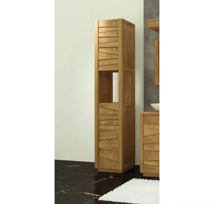 Colonne De Salle De Bain Teck Massif Groovy – Mobilier De avec Colonne Salle De Bain