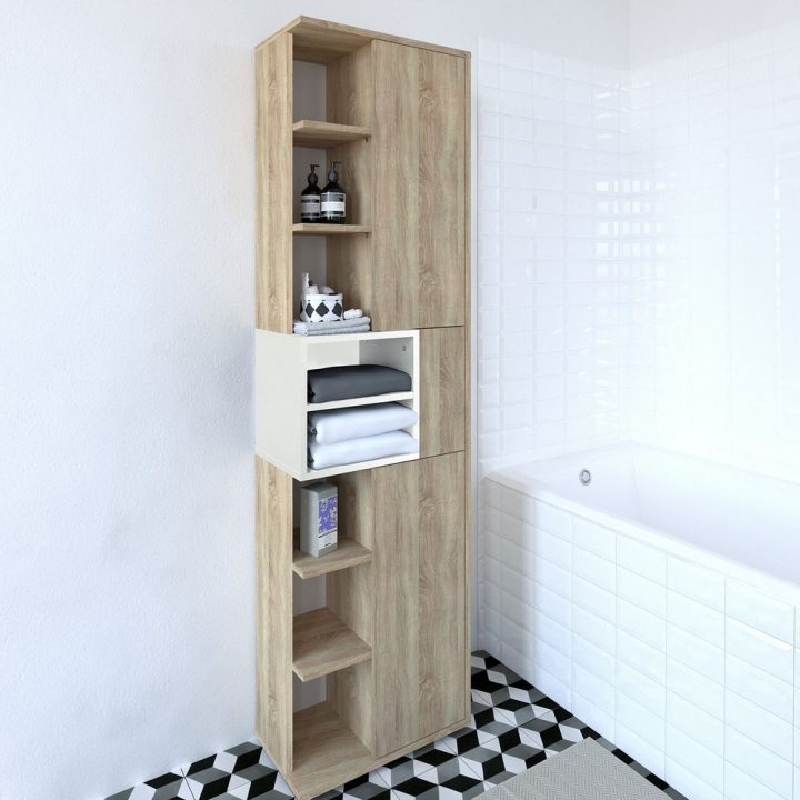 Colonne Salle De Bain 3 Portes Naturel – Aude encequiconcerne Colone Salle De Bain
