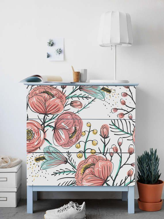Commode Malm, Ikea, Sticker Jardin Vintage -, Pa encequiconcerne Mobilier De Jardin Ikea