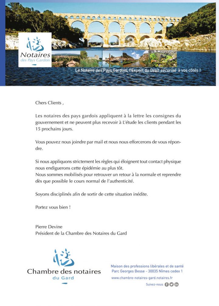 Communiqué #coronavirus – Chambre Du Gard serapportantà Chambre Des Notaires 44 Communiqué #coronavirus – Chambre Du Gard serapportantà Chambre Des Notaires 44