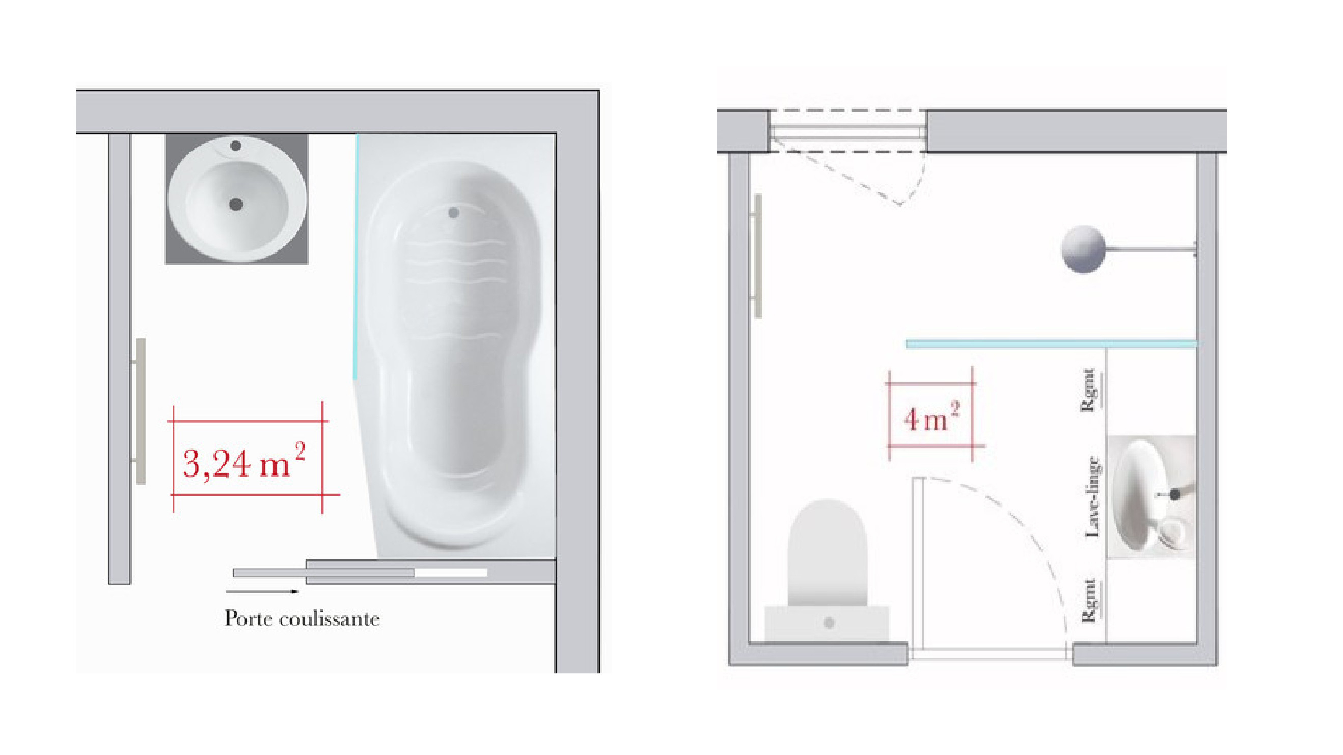 Conseils D'architecte : 4 Plans De Salle De Bains Carrée tout Aménagement Salle De Bain 5M2