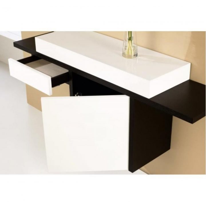 Console Design Murale Blanc Noir 1P 1T (Ue) encequiconcerne Meuble Ue