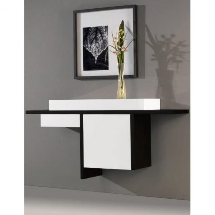 Console Design Murale Blanc Noir 1P 1T (Ue) encequiconcerne Meuble Ue