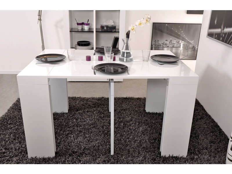 Console Extensible Blanc Laqu Alinea – Meuble De Salon dedans Meuble Console Conforama