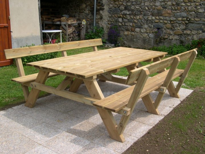 Construction D’une Table Pique-Nique | Asv850 concernant Table De Jardin En Bois Avec Banc Integre