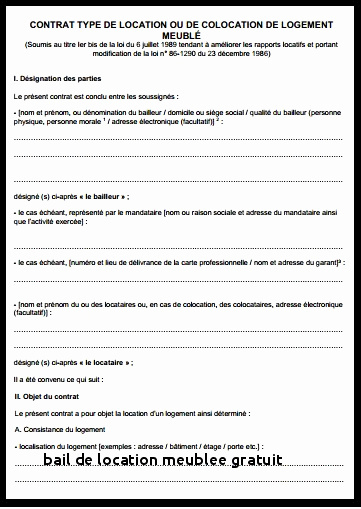 Contrat De Travail Gratuit A Imprimer Collections De 30 à Bail Meublé Pdf