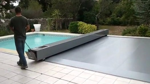 Couverture De Sécurité Piscine Automatique Forme Standard pour Piscine Bois 7M