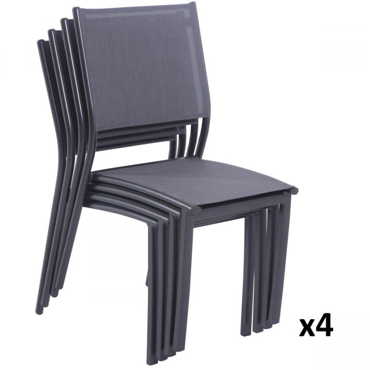 Creador Lot De 4 Chaises Empilables Textilène Gris avec Table De Jardin Auchan Creador Lot De 4 Chaises Empilables Textilène Gris avec Table De Jardin Auchan