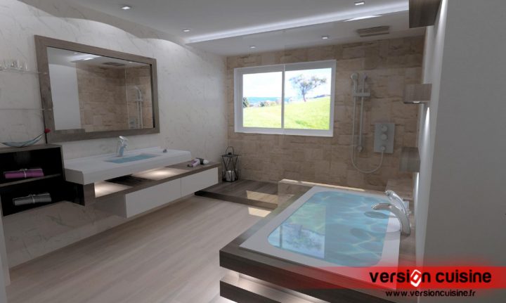 Création D'une Salle De Bain Avec Espace Douche Et Vasques encequiconcerne Créer Sa Salle De Bain