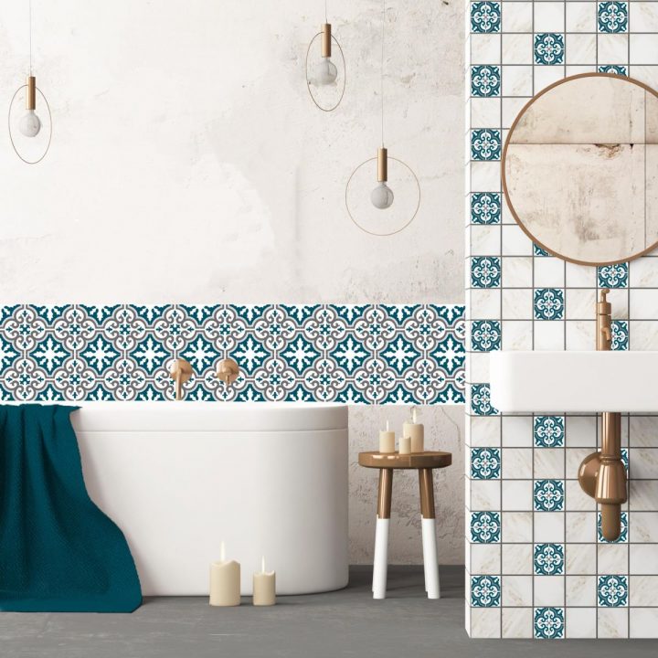 Crédence Adhésive Carreaux De Ciment – Simone intérieur Credence Salle De Bain Autocollante