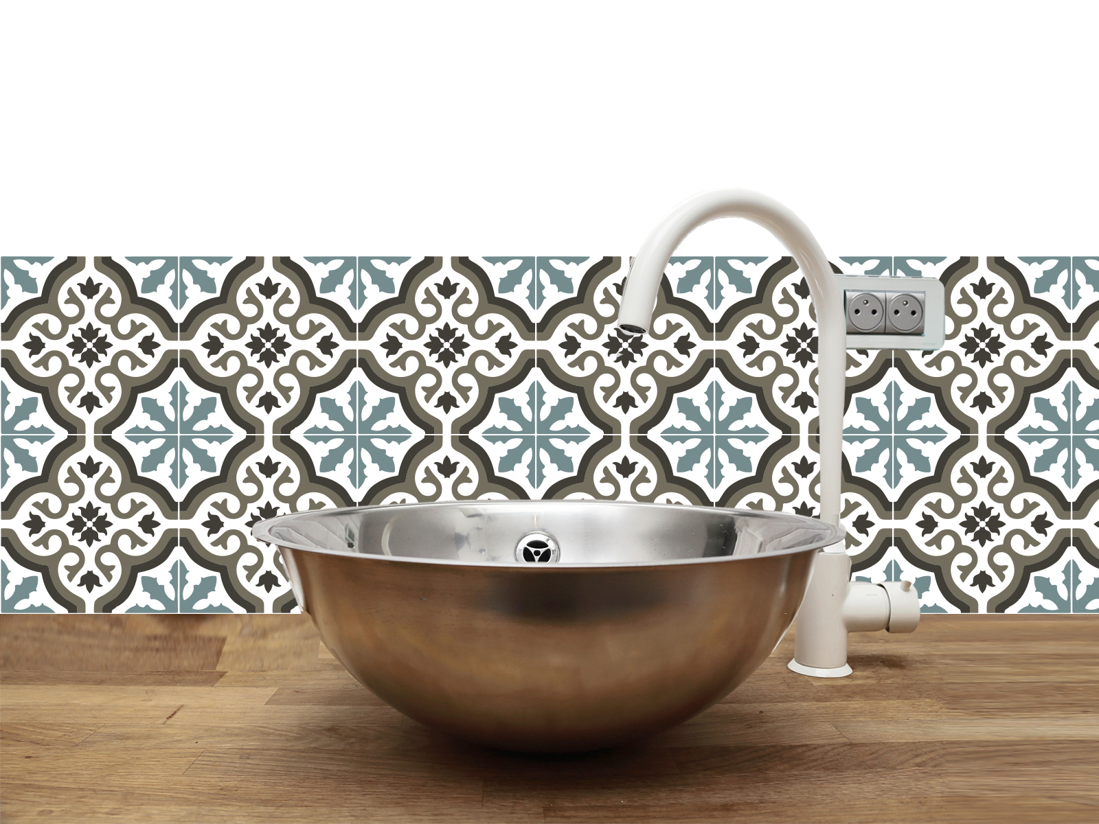 Credence Adhesive Carreaux De Ciment Trianon Bleu