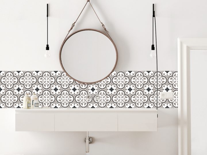 Crédence Adhésive Carreaux De Ciment Tuileries Moka concernant Credence Salle De Bain Autocollante