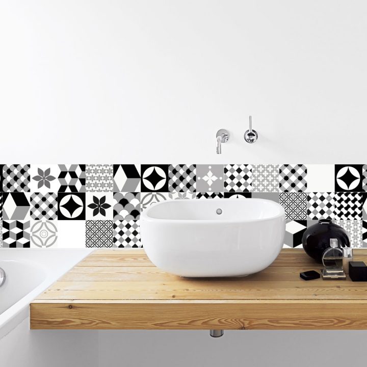 Crédences Adhésives Carreaux De Ciment Pour Cuisine & Salle à Credence Salle De Bain Autocollante
