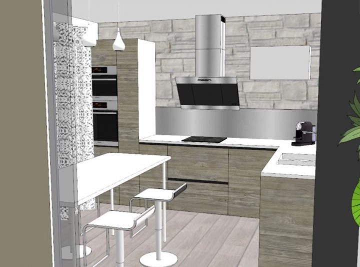 Cuisine Scavollini Et Revêtement Mural En Pierre De à Revetement Mural Cuisine Professionnelle