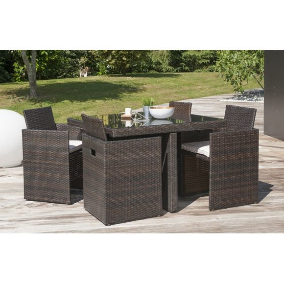 Dcb Garden – Salon De Jardin 4 Places En Résine Tressée pour Salon De Jardin Resine Tresse