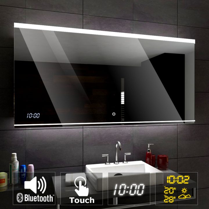 Details About Seoul Éclairé Del Miroir Salle De Bain Led | Bluetooth Touche  Horloge Temps à Miroir Salle De Bain Bluetooth