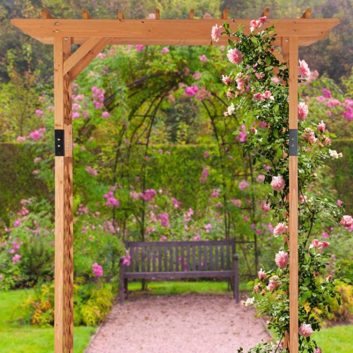 Détails Sur Arche De Rosiers En Bois Xxl Pergola Jardin encequiconcerne Arche De Jardin En Bois