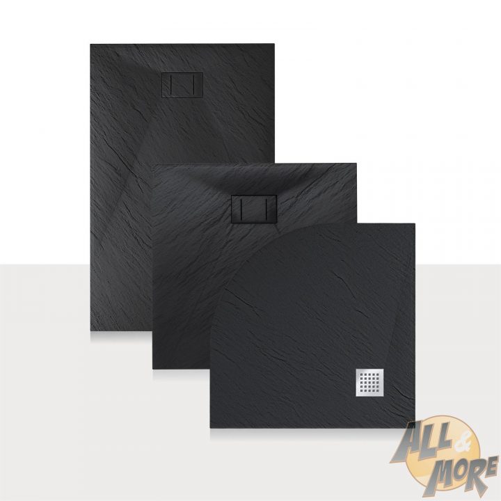 Détails Sur Bac À Douche 80X120 Anthracite Effet Pierre Résine Sans Bonde  Réductible Ardoise avec Bac À Douche 80X120