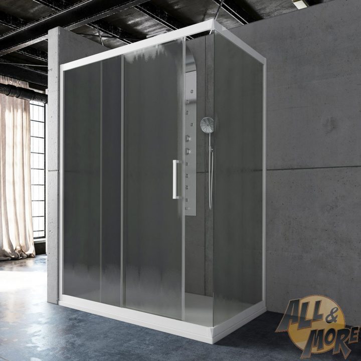 Détails Sur Cabine De Douche Pvc 80X100 Profil Blanc Verre Opaque  Chinchilla Coulissant 100 dedans Cabine De Douche 80X100
