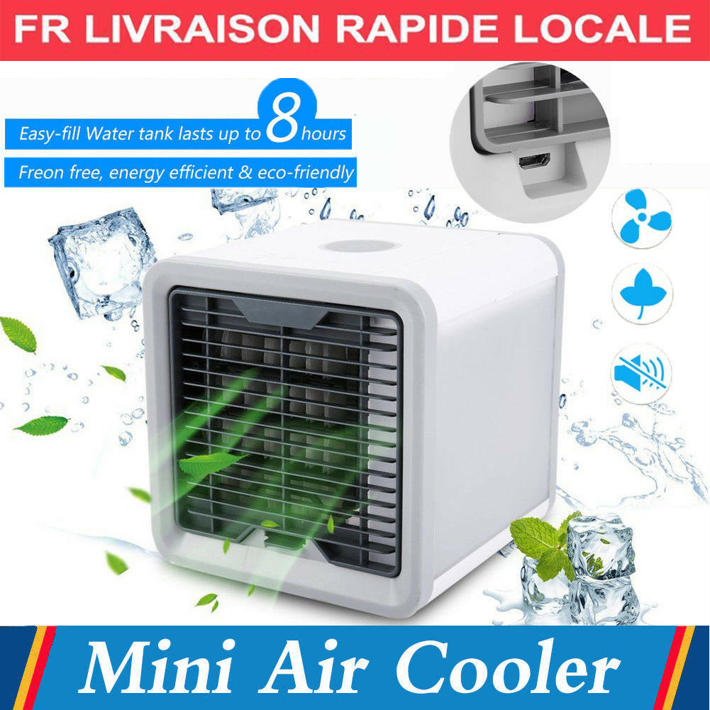 Détails Sur Cube Humidificateur Rafraîchisseur D'air Climatiseur  Ventilateur -Autonome-Usb avec Mini Climatiseur Pour Chambre