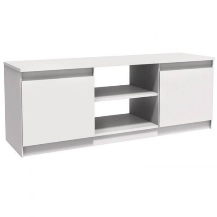 Détails Sur En Bois Grand Blanc Tv Armoire Support Unité Lowboard Table  Meuble Avec Placard avec Meuble Tv Amplifié
